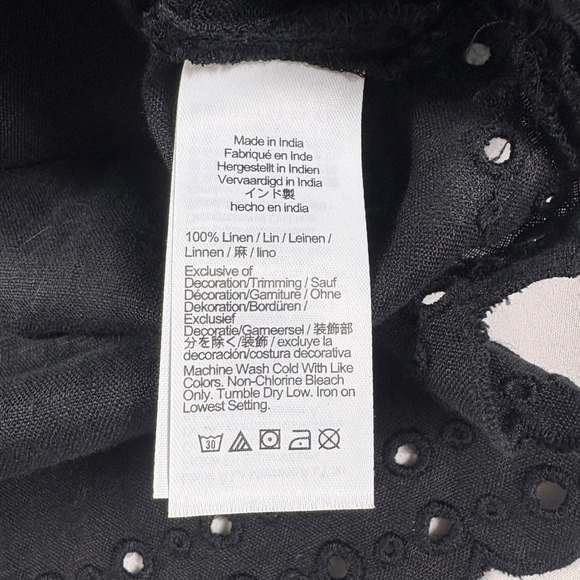 J Crew Bungalow Embroidered Top S Linen Dark Cottagecore Boho Effortlesss Flowy - Picture 8 of 10